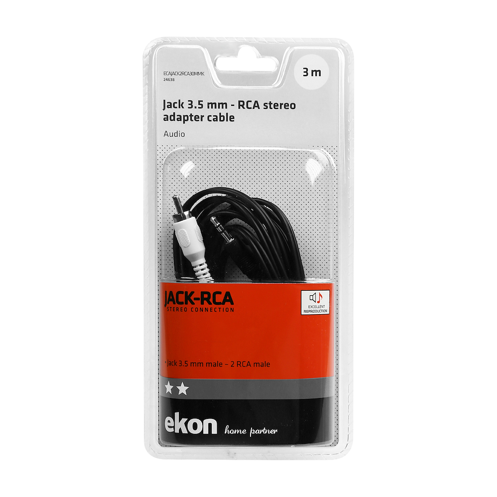 EKON ECAJACK2RCA30MMK - Cavo audio 3,5 mm a 2 RCA 3 m