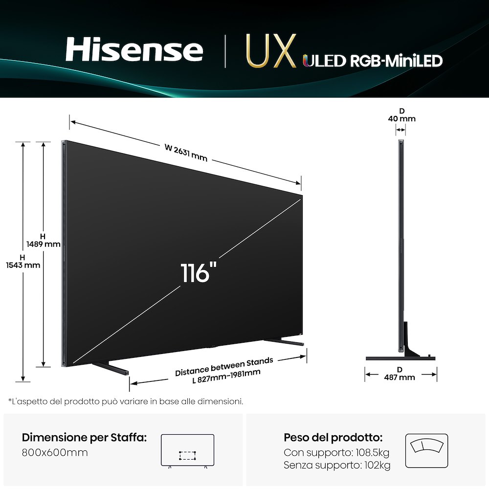HISENSE 116UXQ - Smart TV RGB-MiniLED 116" 4K