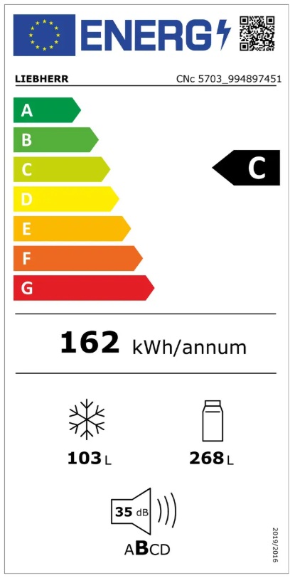 LIEBHERR CNC5703 - Frigo-congelatore 371LT