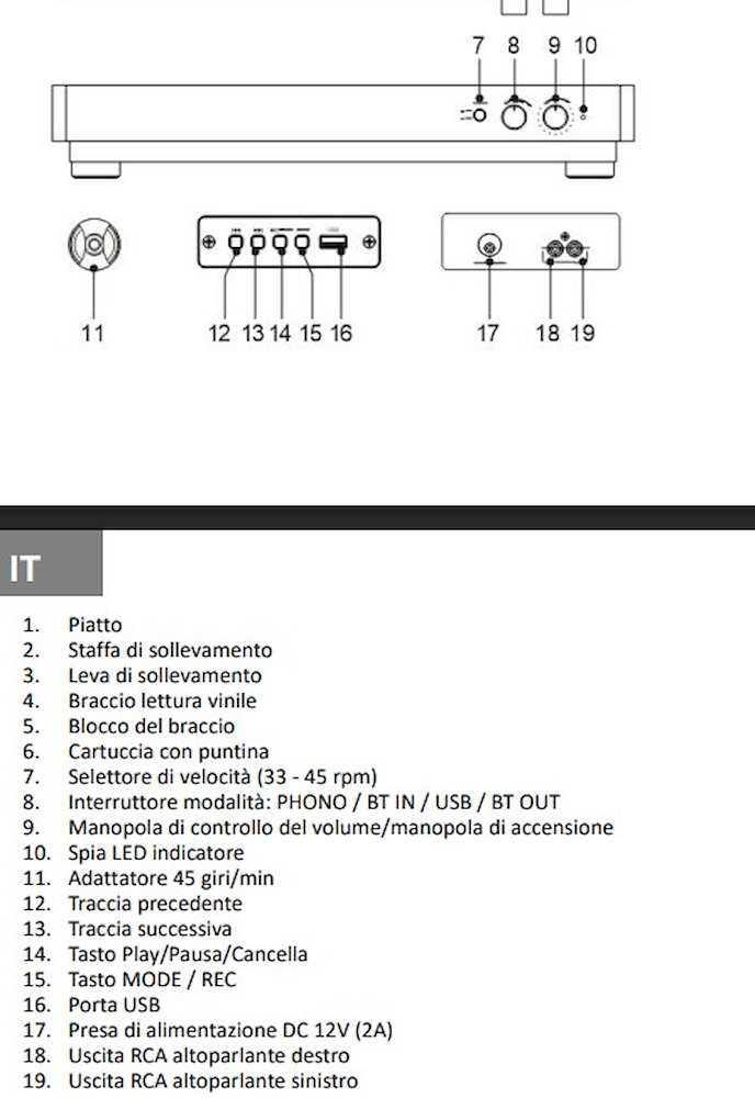 MAJESTIC TT64BK - Giradischi wireless 33/45 giri