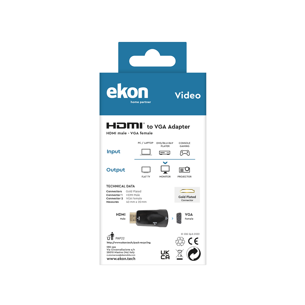 EKON ECITADHDMIVGAK - HDMI zu VGA Adapter mit 3,5mm Klinke