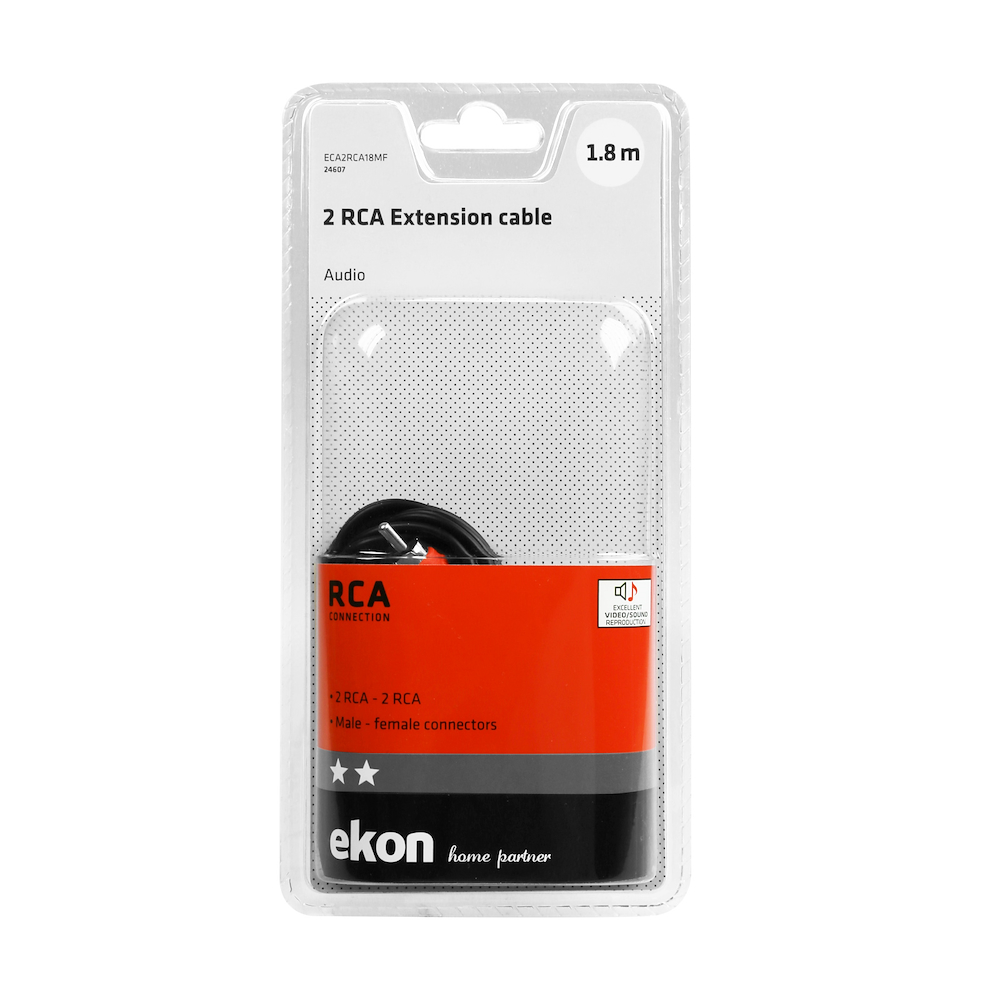 EKON ECA2RCA18MF - Cavo audio RCA 2 maschi a femmine 1,8m