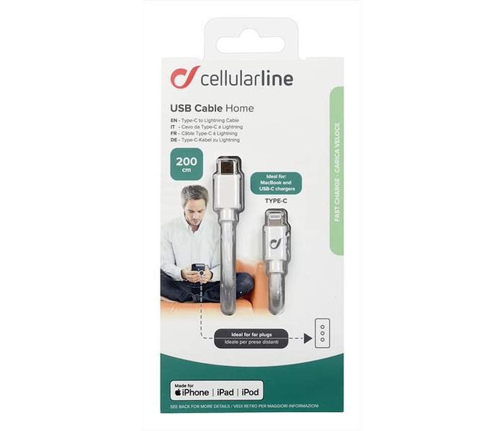 CELLULAR LINE USBDATAC2LMFI2MW - Cavo Dati USB-C to Apple 2m