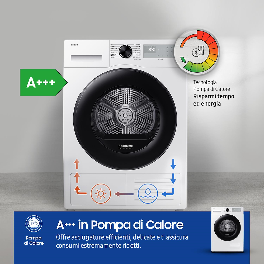 SAMSUNG DV90DG52A0AHET - Asciugatrice Samsung 9 kg Classe C