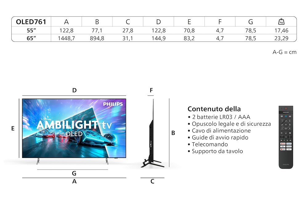 PHILIPS 65OLED761 - OLED TV 65" 4K UHD Ambilight