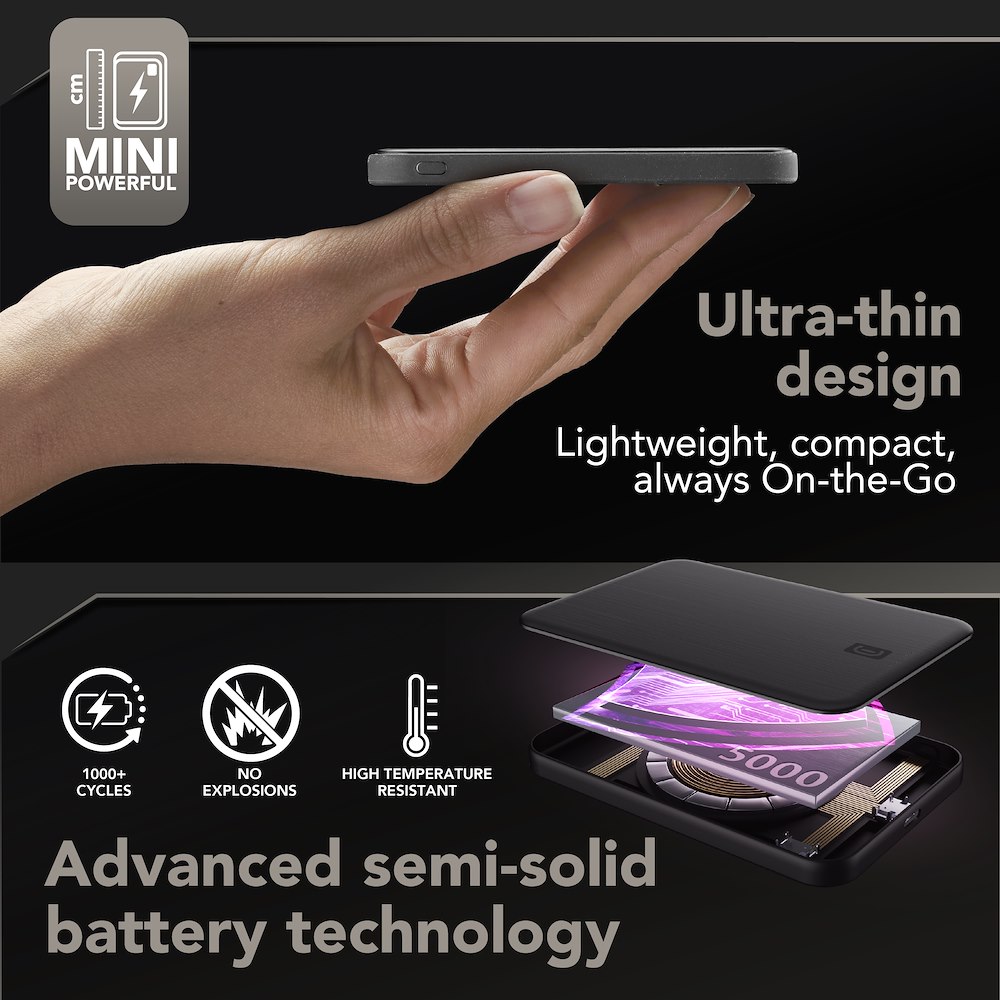 CELLULAR LINE PB5000SSQI25WK - 5000mAh Powerbank mit Qi2 25W