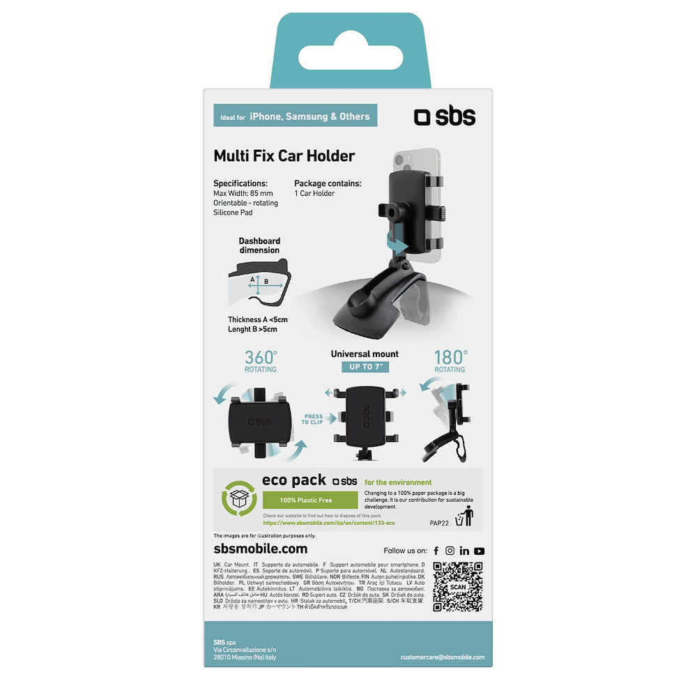 SBS TESUPPWHEELK - Supporto telefono auto universale nero