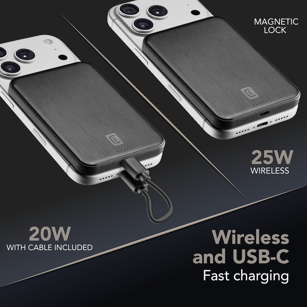 CELLULAR LINE PB5000SSQI25WK - 5000mAh Powerbank mit Qi2 25W