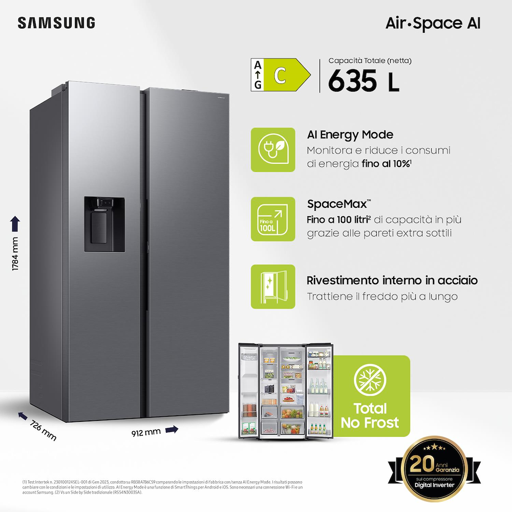 SAMSUNG RS80F67KCTEF - AI Side by Side Kühlschrank 635l