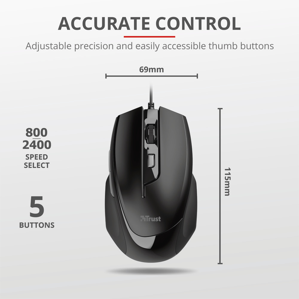 TRUST 23650 - Mouse Comfort Trust Voca con DPI Regolabili