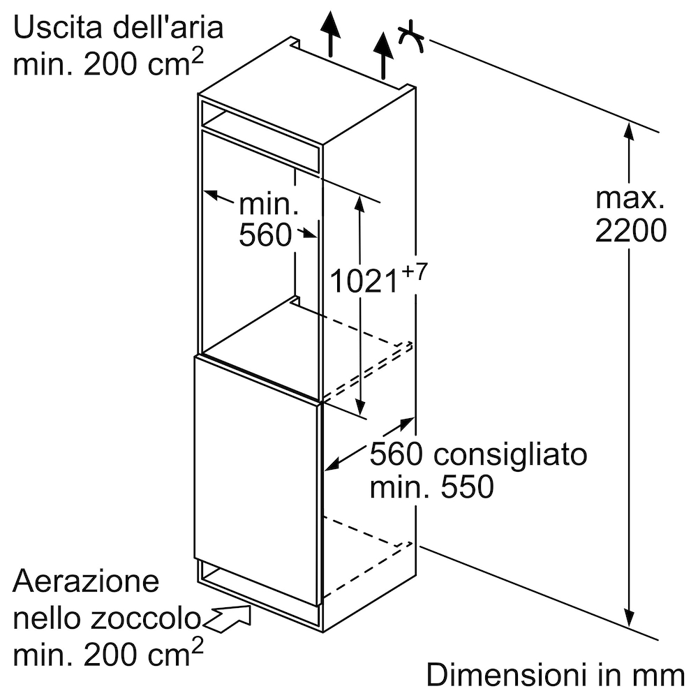BOSCH KIR31VFE0 - 165L Einbaukühlschrank