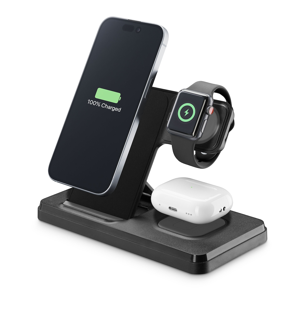CELLULAR LINE WIRESTAND3IN1FBK - Base di ricarica wireless 3in1 15W