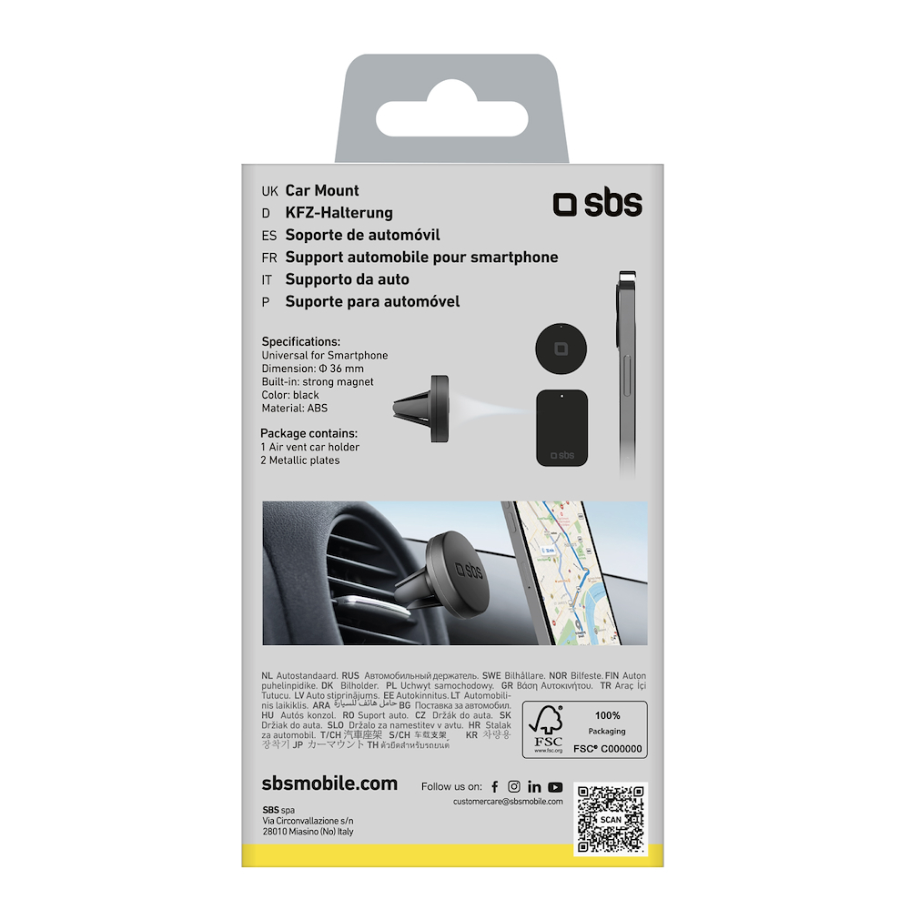 SBS TESUPPUNIVAIRMAG - Supporto auto per telefono a calamita