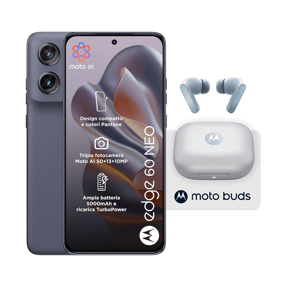 MOTOROLA EDGE60NEOGRISAILLEPIUMOTOBUDS - Smartphone grigio con Moto Buds