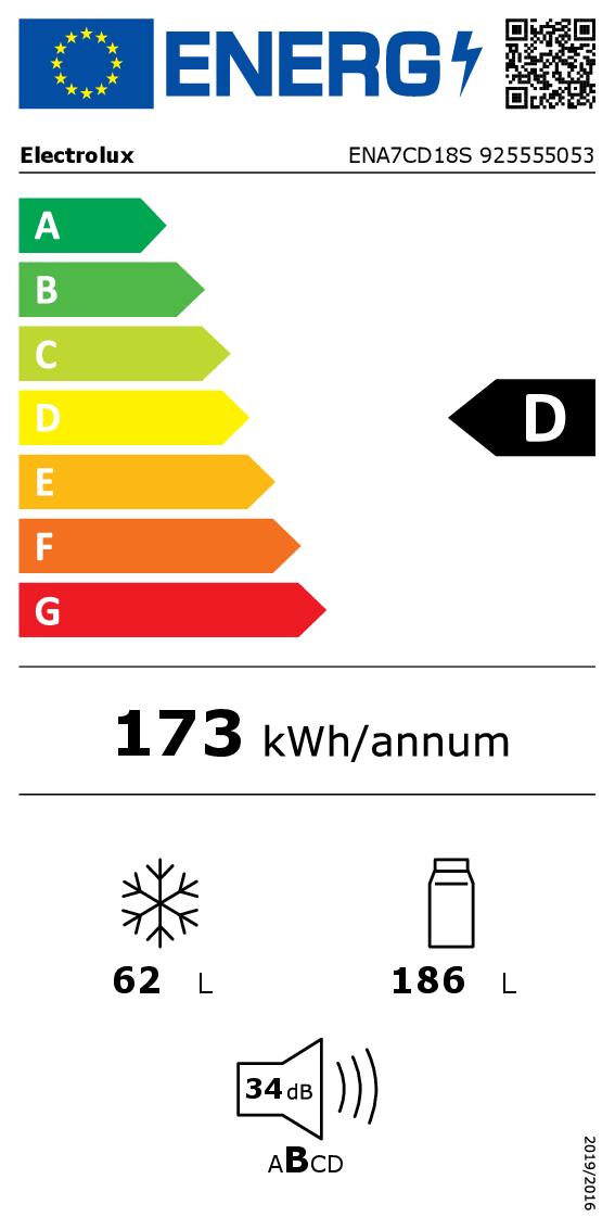 Electrolux ENA7CD18S - Frigorifero combinato da incasso NoFrost