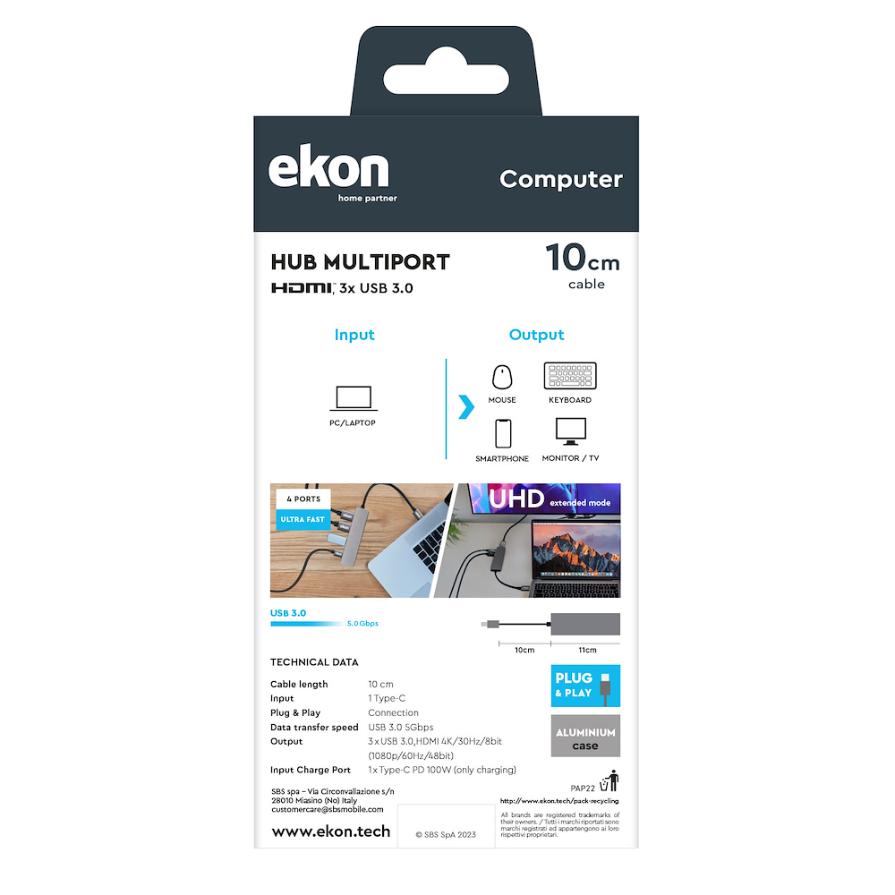 EKON ECITHUBHDMI4USBIN - Ekon USB Hub 4 Ports