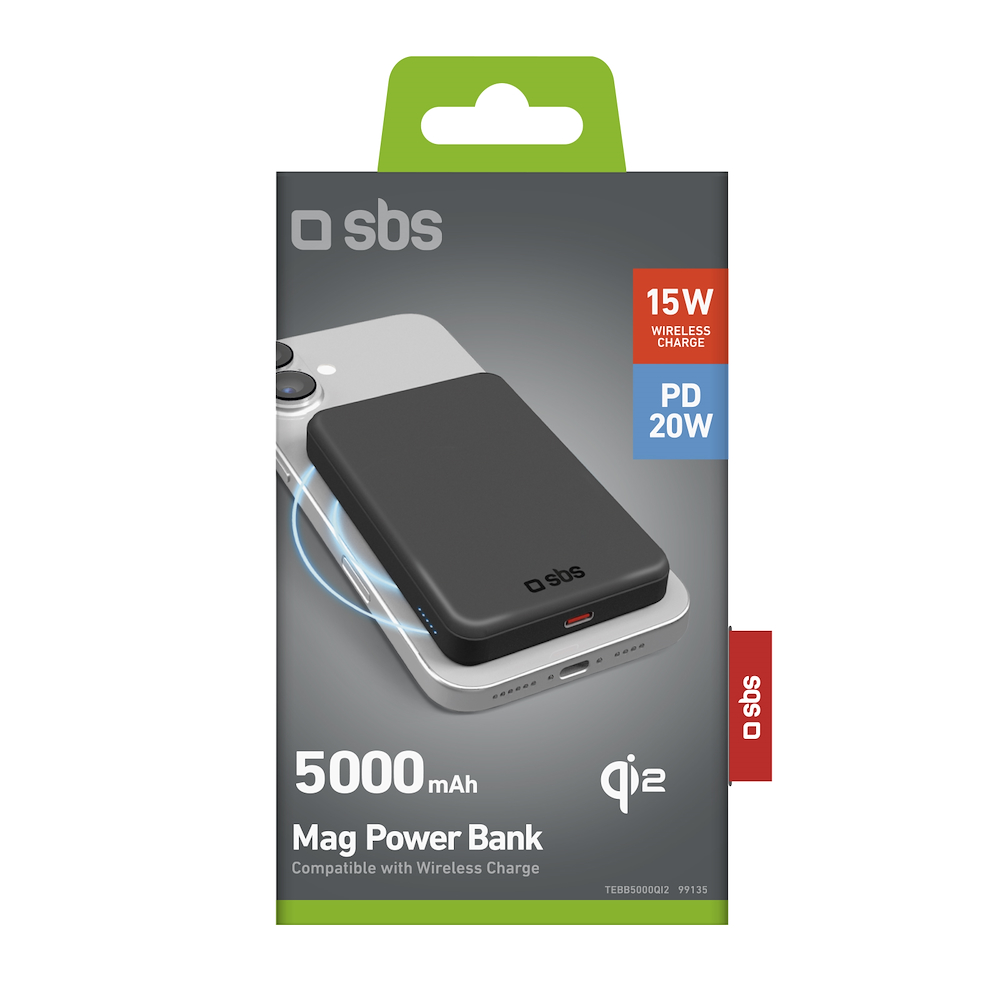 SBS TEBB5000QI2 - Powerbank Qi 25000mAh NERO