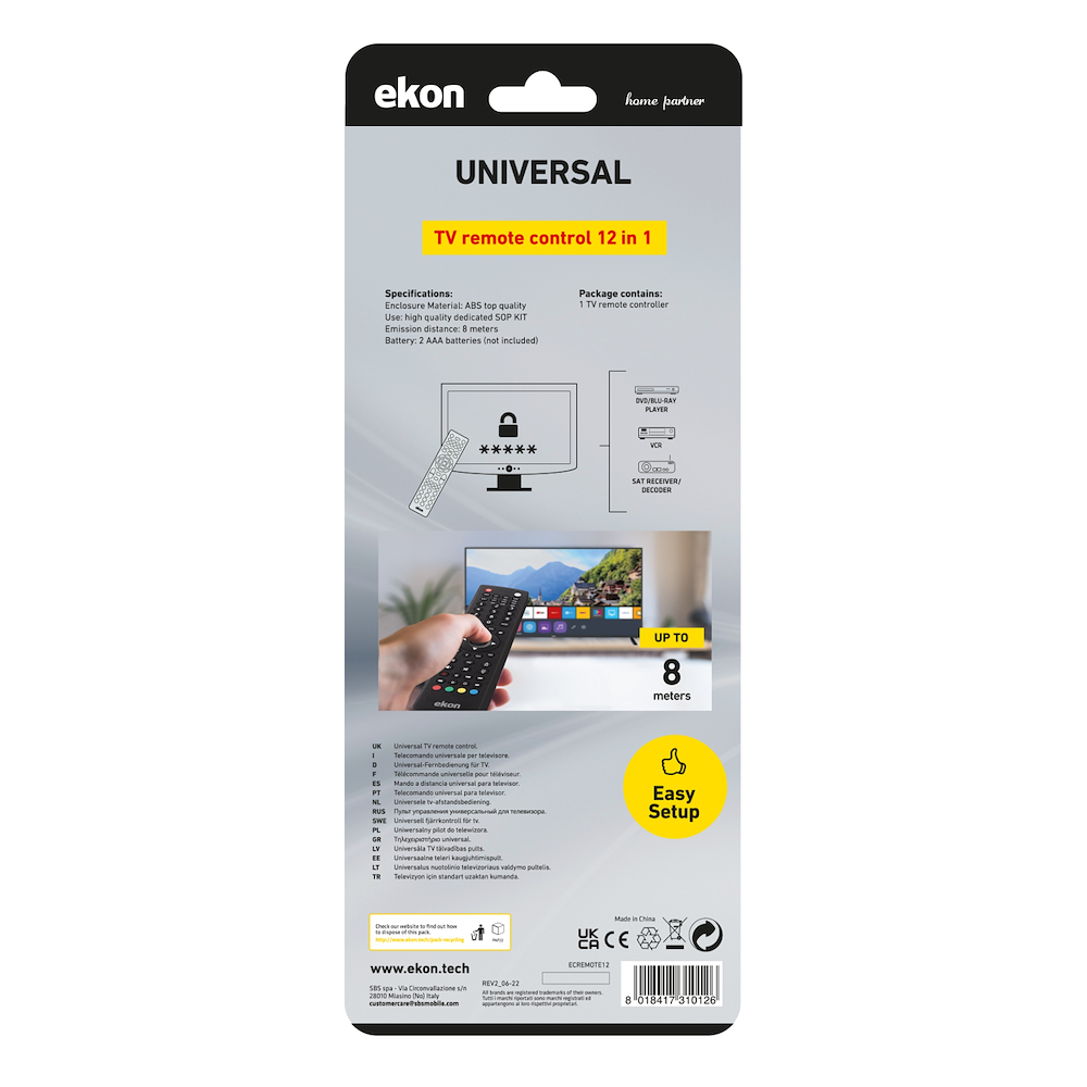 EKON ECREMOTE12 - Universelle 12-in-1 Fernbedienung