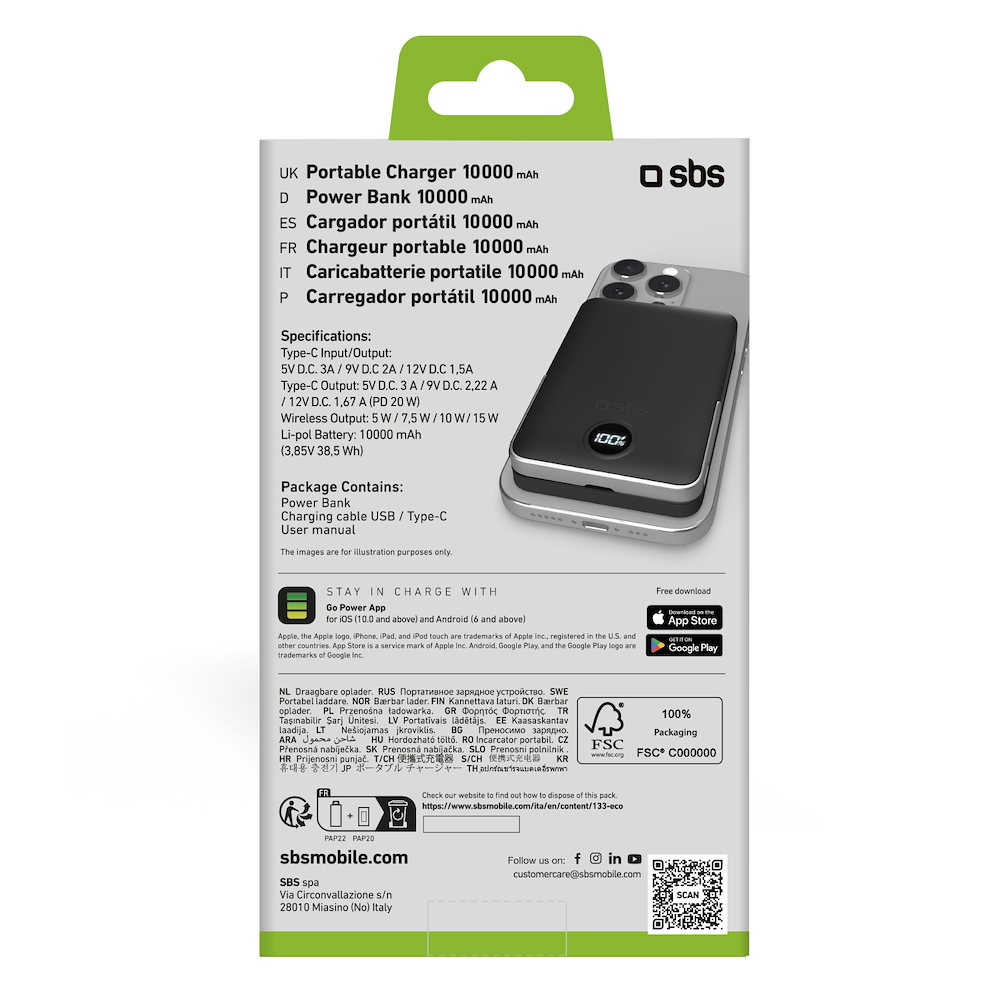 SBS TEBB10000MAGSTAND - Power bank 10000mAh con supporto