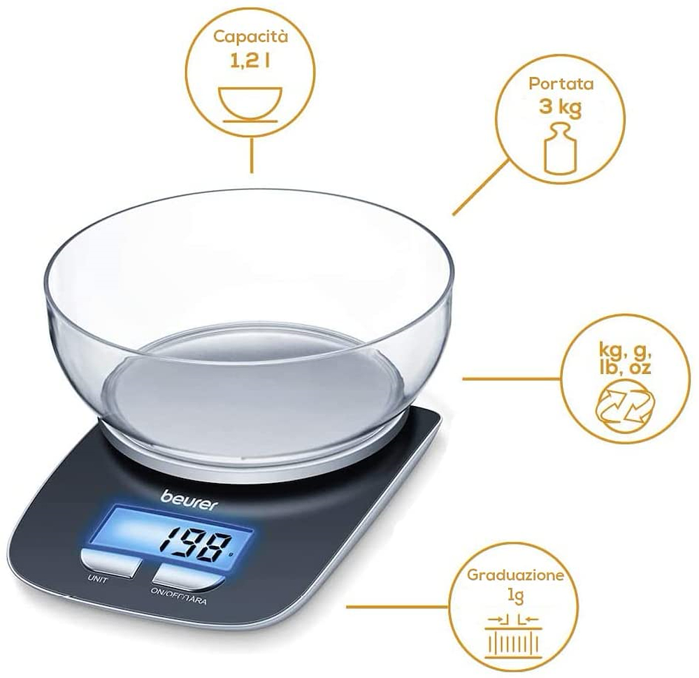 BEURER KS25 - Bilancia da cucina Beurer con ciotola