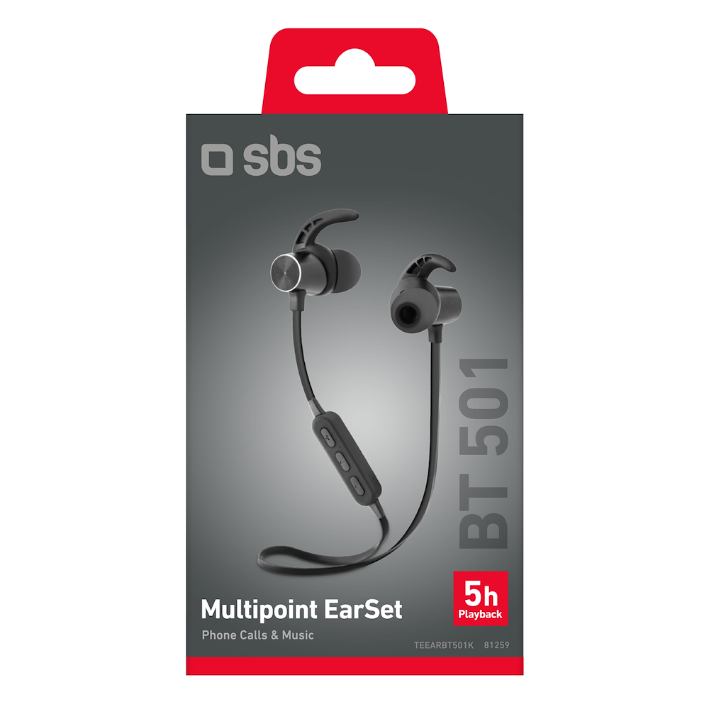 SBS TEEARBT501K - Auricolari Wireless Magnetici con Laccetto