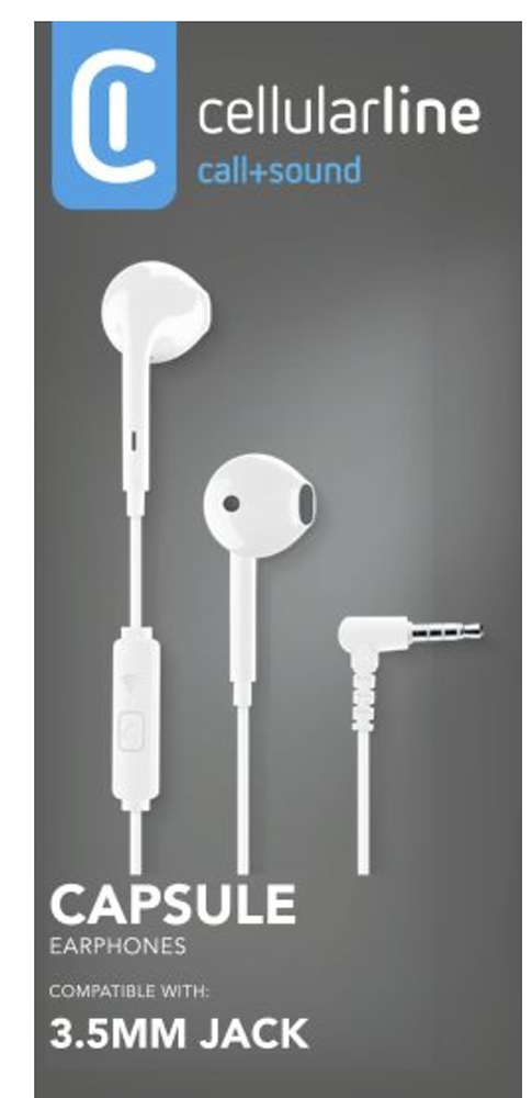 CELLULAR LINE AUCAPSULE2W - Auricolari Capsule con Microfono Bianchi
