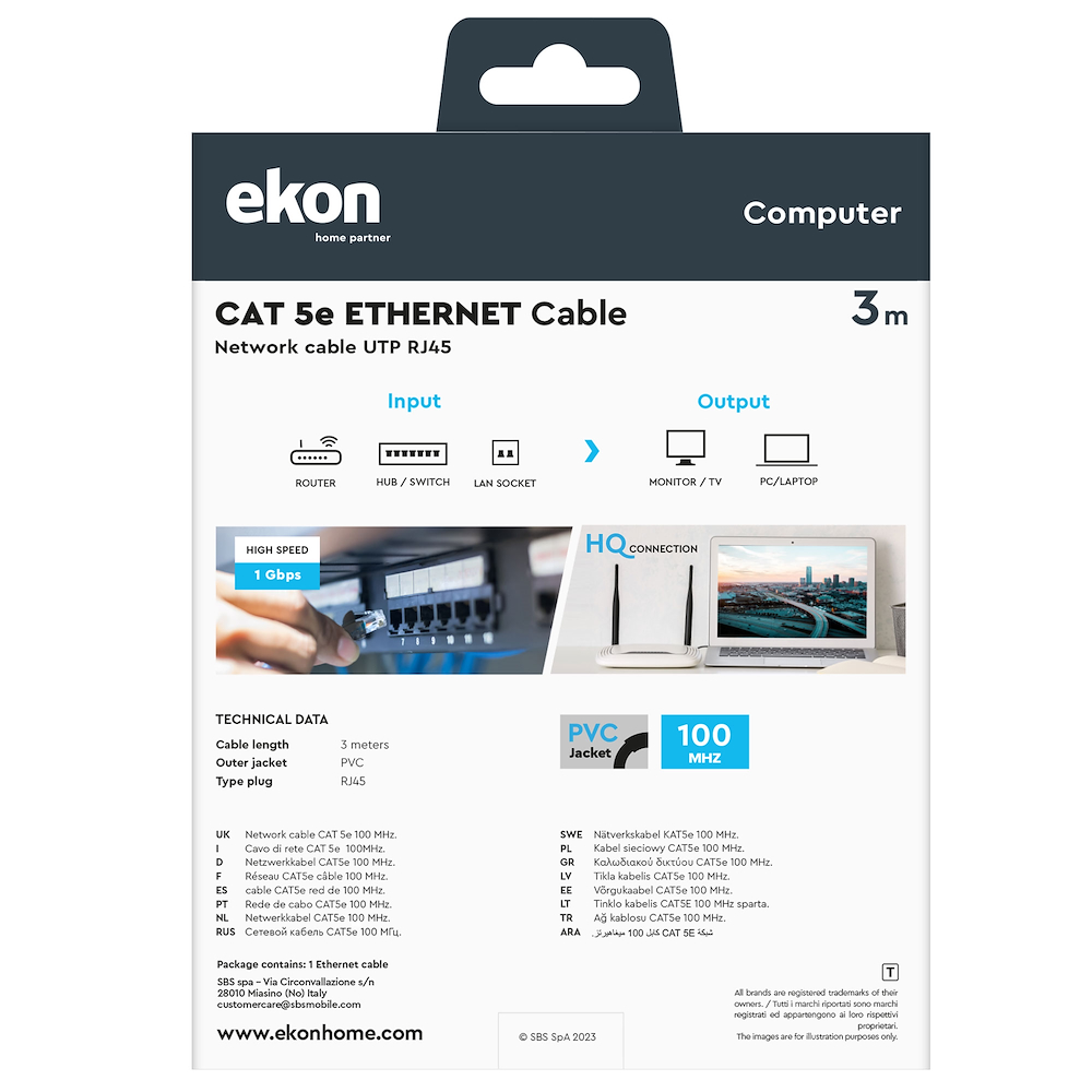EKON ECITLAN5E30GY - 3m UTP Netzwerkkabel CAT 5e