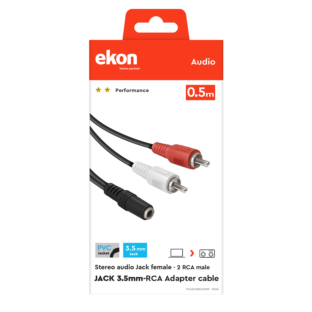 EKON ECAJACK2RCA05MF - Cavo audio 3,5 mm a 2 RCA 50cm