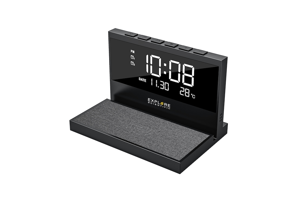 EXPLORE SCIENTIFIC BCC2002CM3000 - Schreibtischuhr mit kabelloser Ladestation