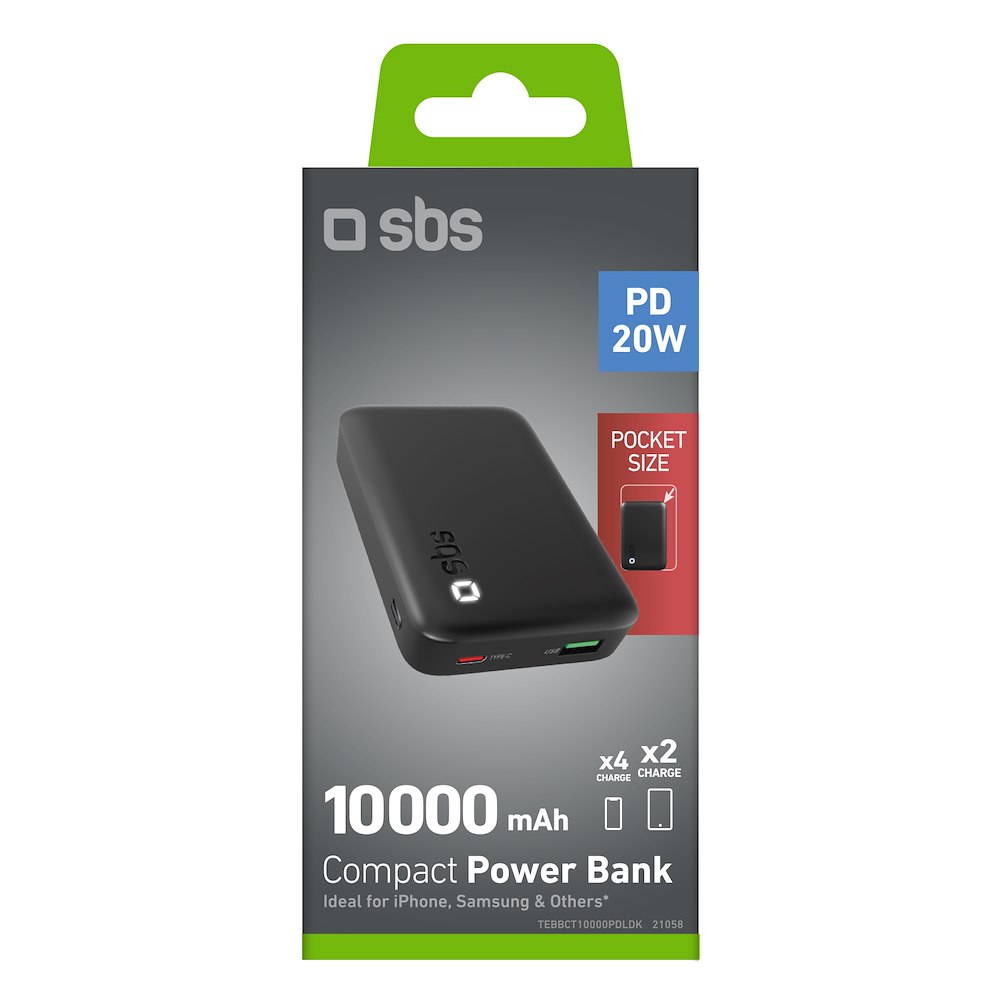 SBS TEBBCT10000PDLDK - Powerbank 10000mAh con LED