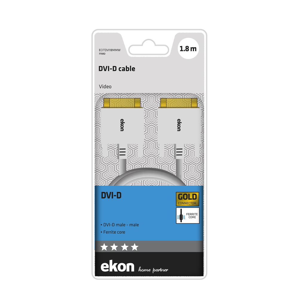 EKON ECITDVI18MMW - DVI Kabel mit Ferrite 1,8 Meter