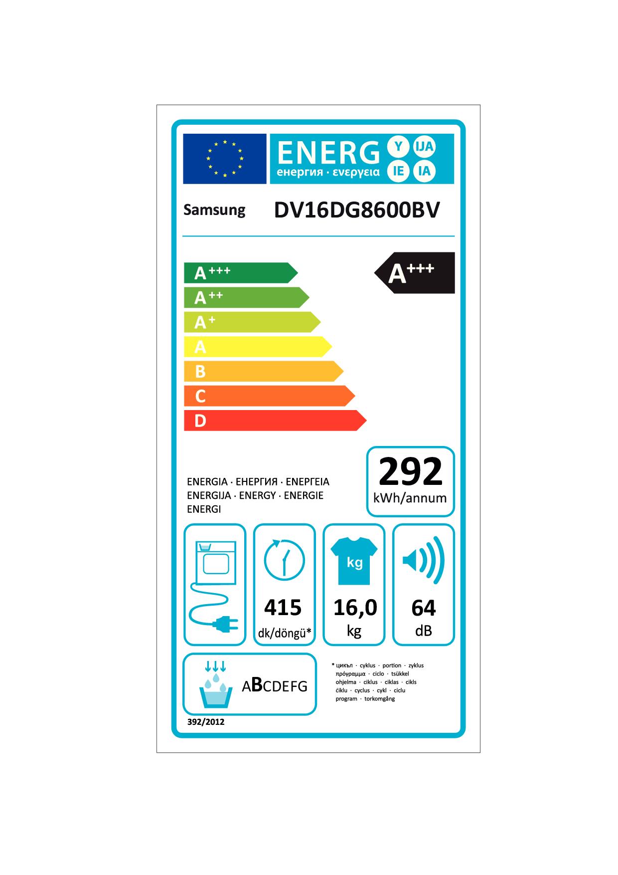 SAMSUNG DV16DG8600BVU3 - Asciugatrice Frontale 16kg