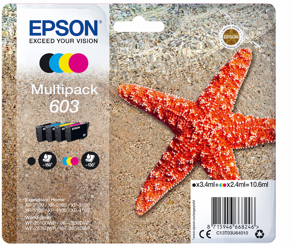EPSON C13T03U64020 - C13T03U64020 0517616 CART.INK-JET STELLA MARINA 603 YEL/MAG/CYAN/BLK BL EPSON C13T03U64020 - C13T03U64020 0517616 CART.INK-JET STELLA MARINA 603 YEL/MAG/CYAN/BLK BL