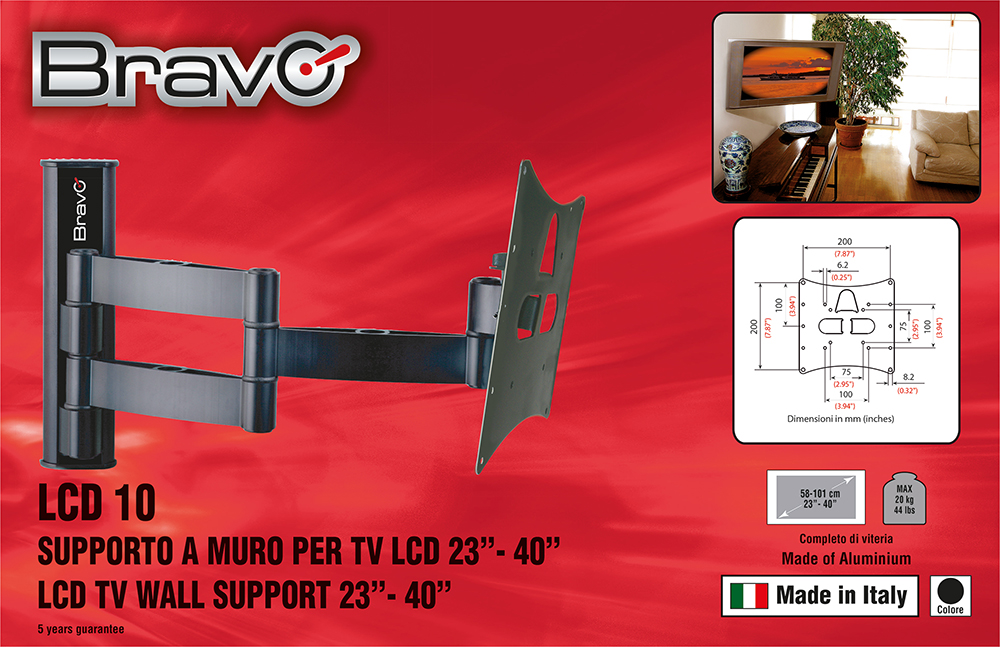 BRAVO LCD10BLACK - Aluminium TV Halterung 23-40 Zoll