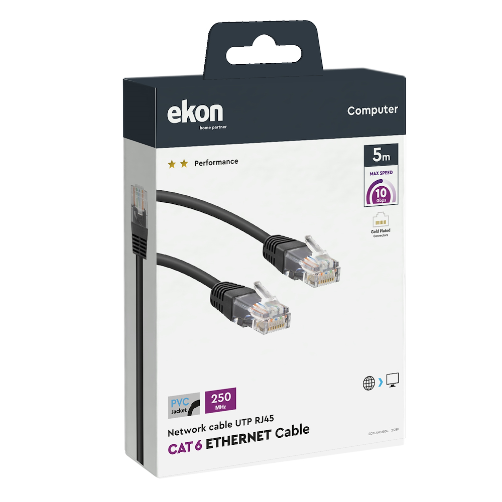 EKON ECITLANC650G - 5m graues UTP-Netzwerkkabel CAT 6