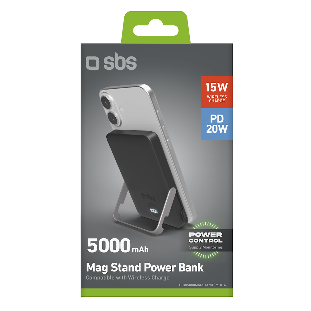 SBS TEBB5000MAGSTAND - Power bank 5000mAh con supporto