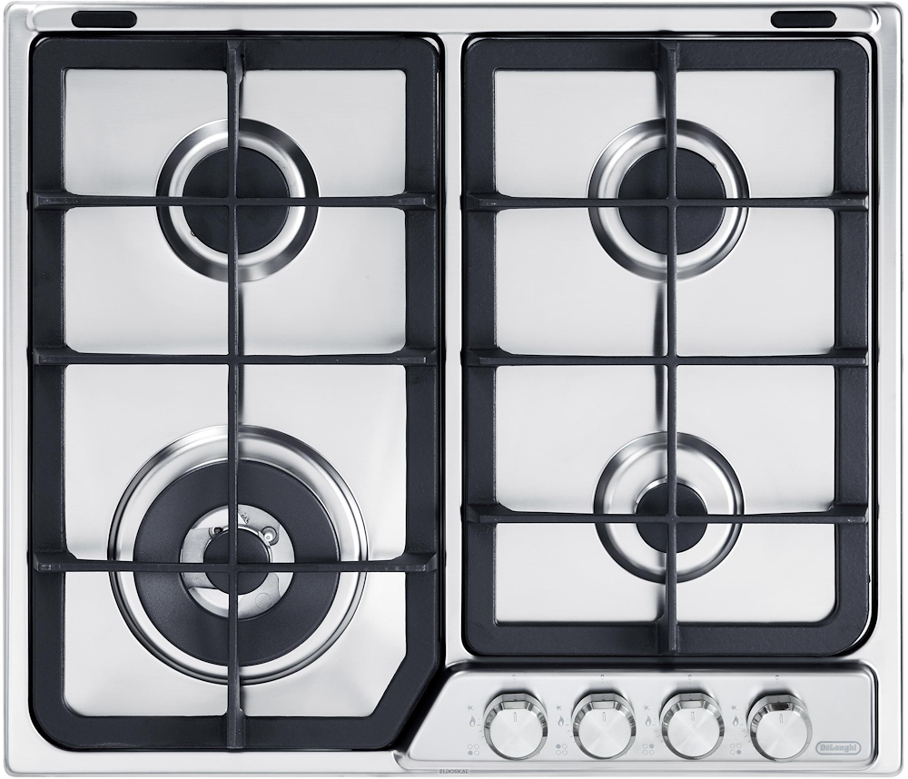 DE LONGHI PFI46GH - PFI46GH 0474335 P.COTT.GAS 58CM 4F+1TRPL.CORONA G.GHISA INOX