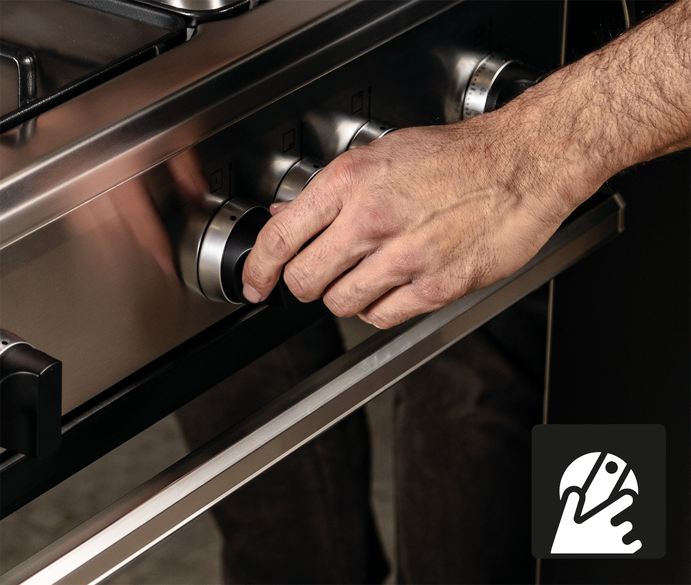 GLEM GAS SA66TMI - 60cm Küchenherd Inox mit Multifunktionsbackofen