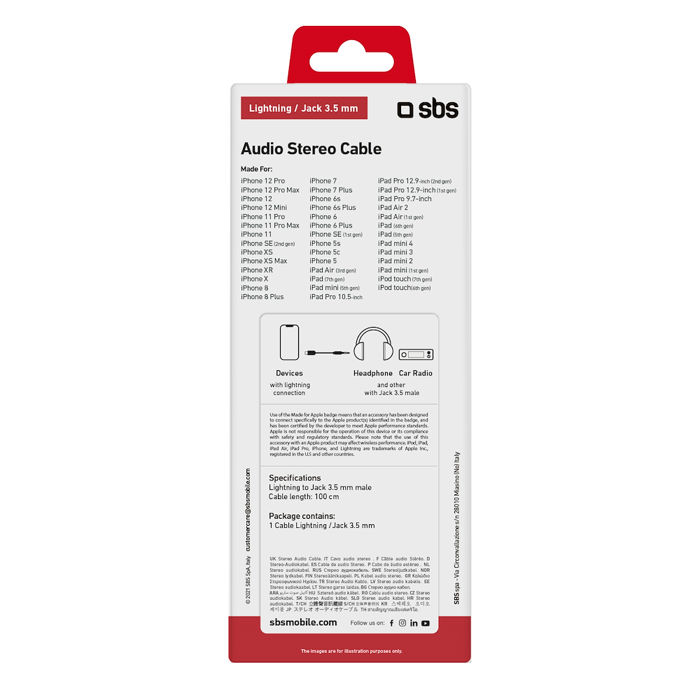 SBS TEADAPTIPJACK35W - Apple Lightning Adapter 1m