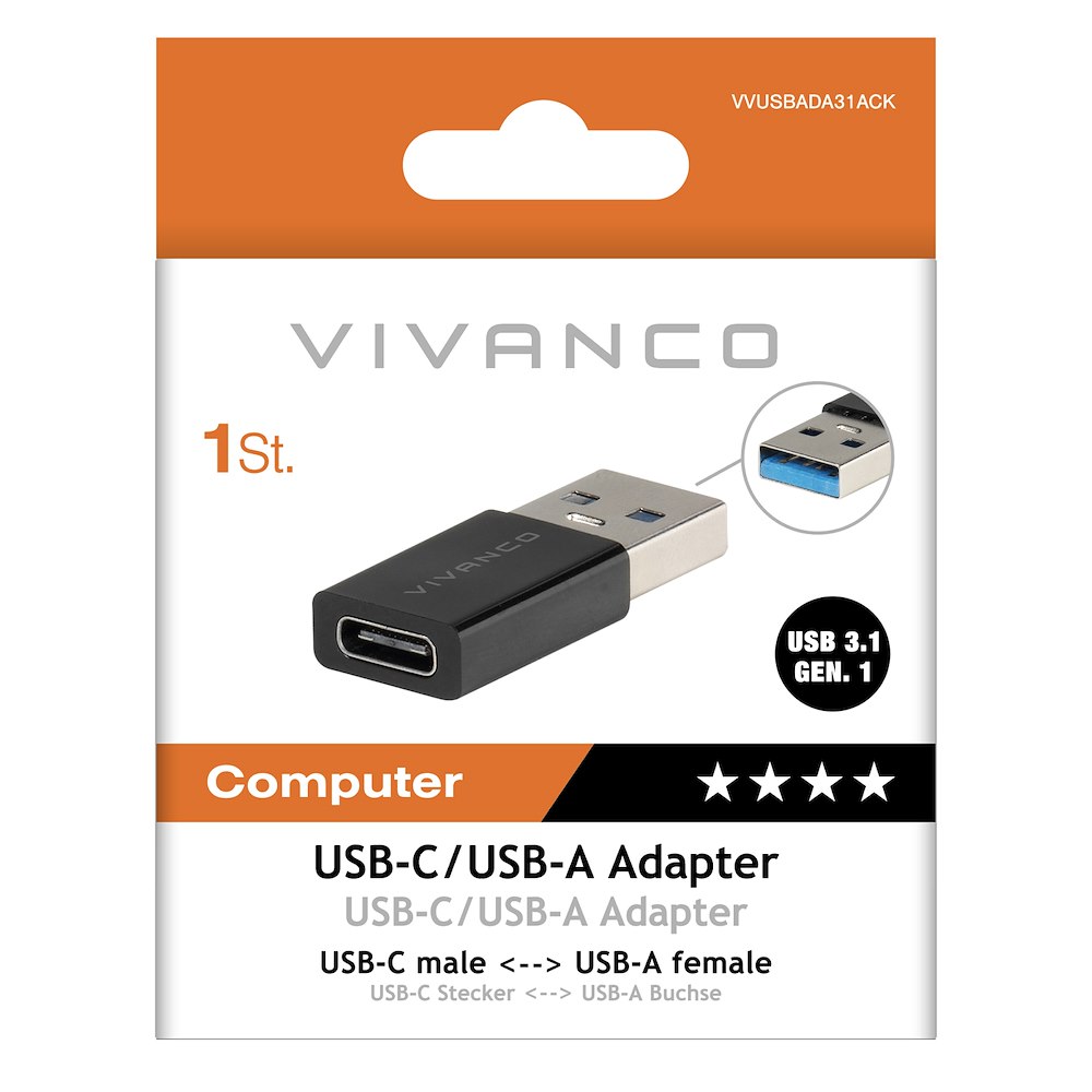 VIVANCO VVUSBADA31ACK - Adattatore USB-A a USB-C