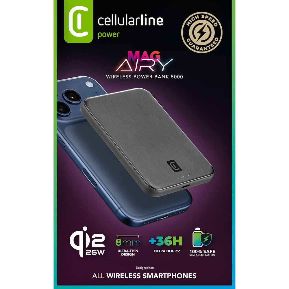 CELLULAR LINE PB5000SSQI25WK - 5000mAh Powerbank mit Qi2 25W
