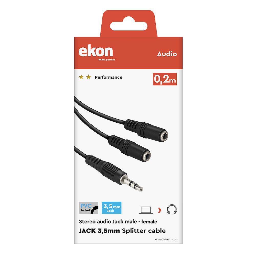 EKON ECAJACKM2FK - Cavo audio Jack 3,5 mm 20 cm