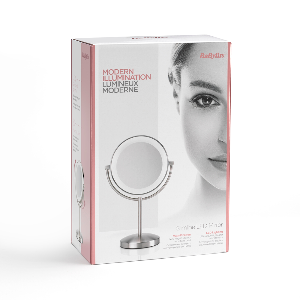 BABYLISS 9437E - Babyliss Spiegel 1X/8X mit LED