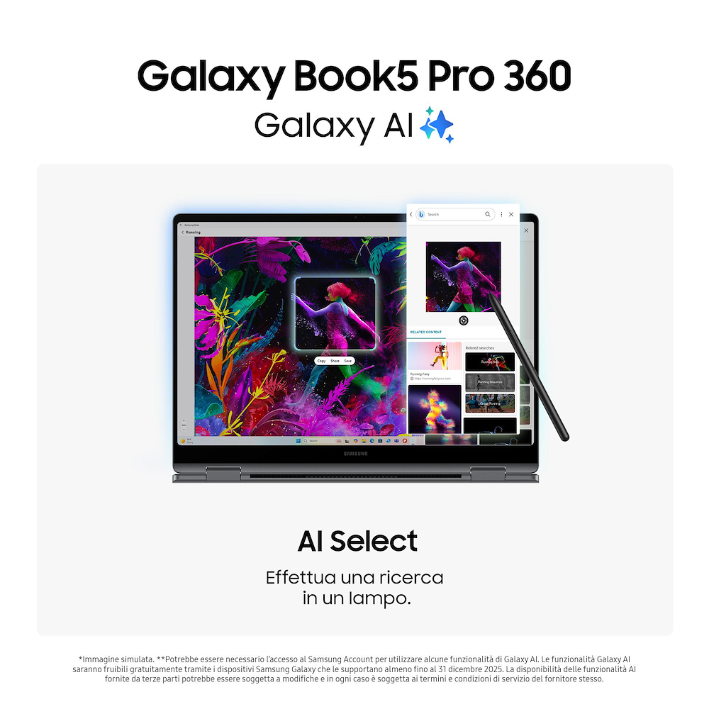 SAMSUNG NP960QHAKG1IT - Laptop 2 in 1 Samsung Galaxy Book5 Pro 360