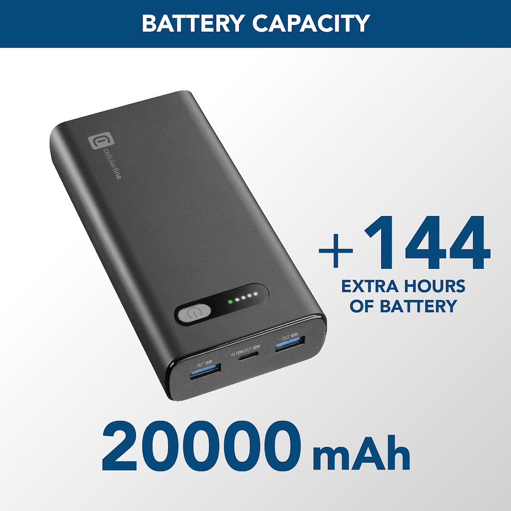 CELLULAR LINE PBFAST01PD20000K - Power Bank Portatile Fast PD 20000mAh
