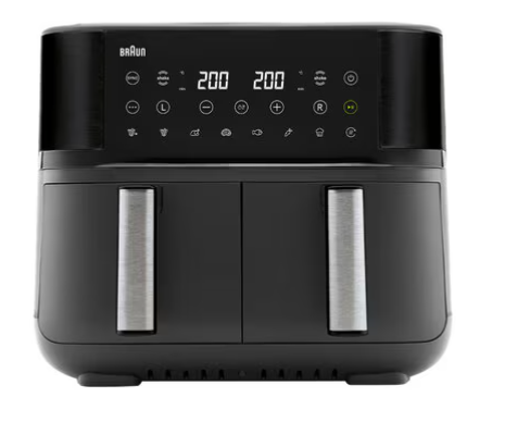 BRAUN TD3030I BK Airfryer Digital Dual Heißluft-Fritteuse 8L