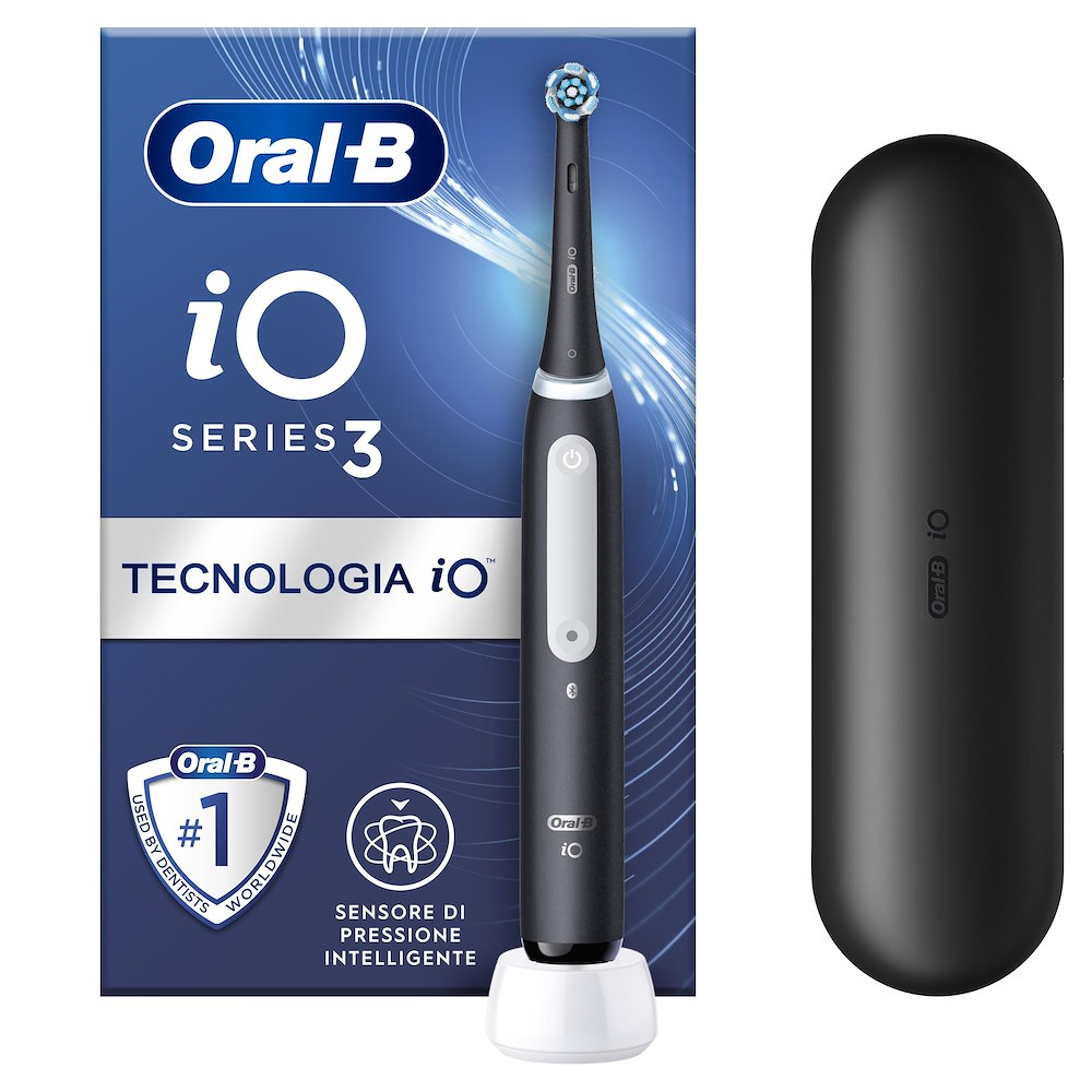 ORAL-B IO3STRIPPED - Elektrische Zahnbürste Schwarz mit Etui