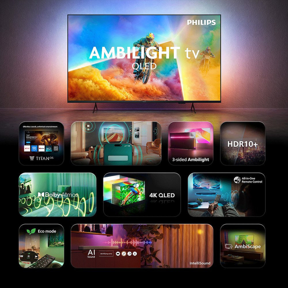 PHILIPS 43PQS8501 0761229 TV QLED 43"UHD 4K DVBT2/S2 SMART TITAN AMBILIGHT