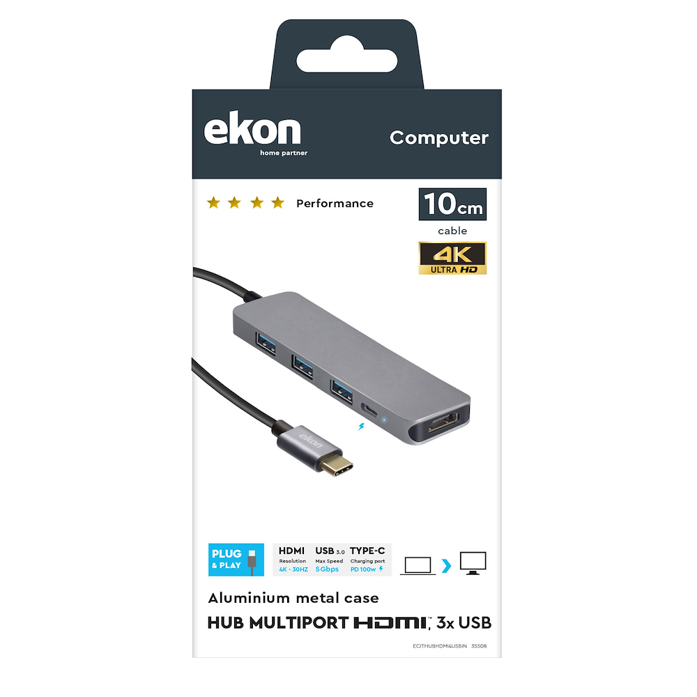 EKON ECITHUBHDMI4USBIN - Ekon USB Hub 4 Ports