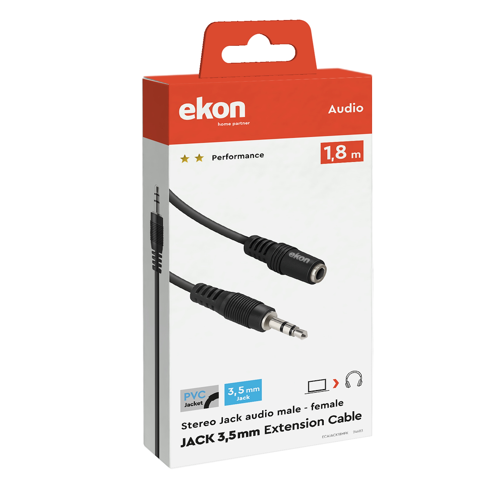 EKON ECAJACK18MFK - Cavo Jack 3.5mm Maschio-Femmina 1.8mt